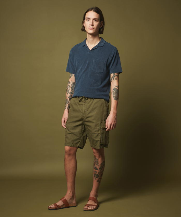 Green cotton and linen Tyler bermuda shorts