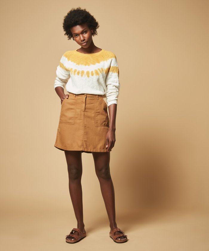 Peanut cotton and linen Jine skirt