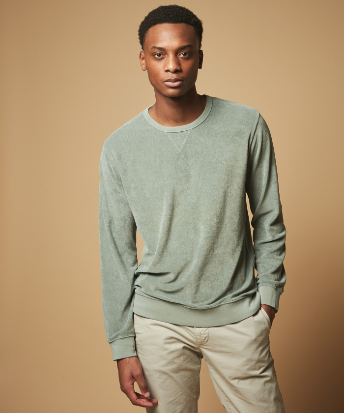 Sweatshirt en coton éponge vert-de-gris