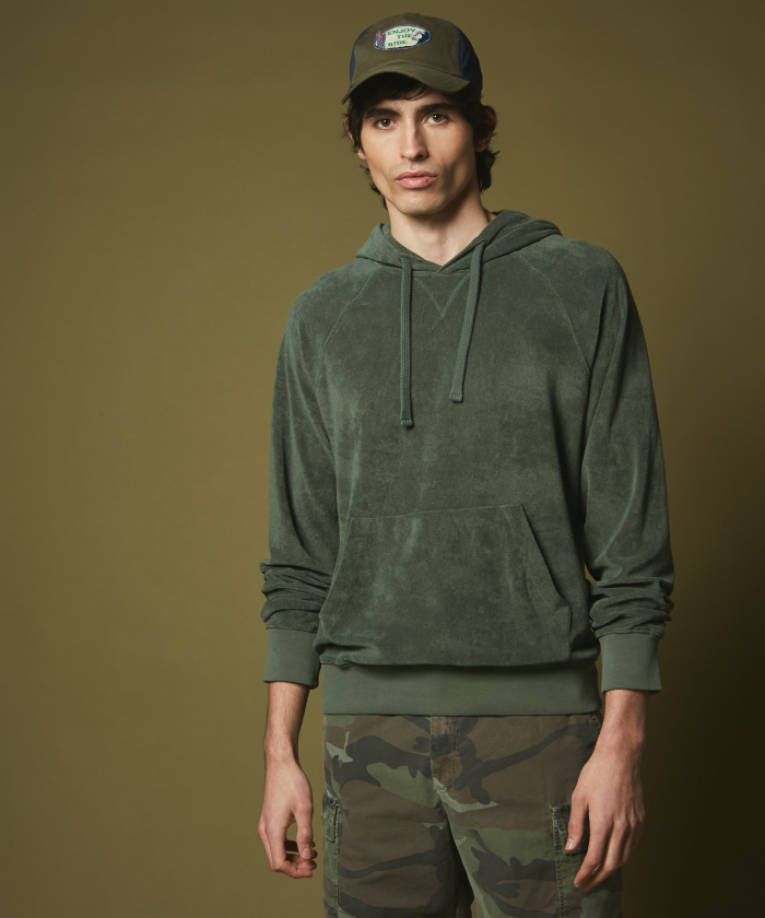 Forest green towelling hoody