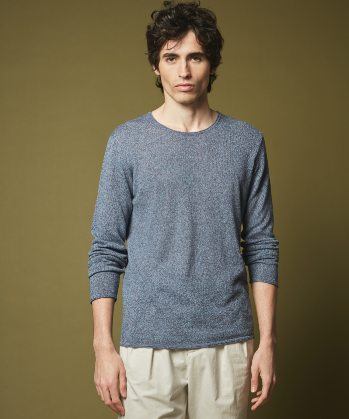 Cotton and linen crew sweater