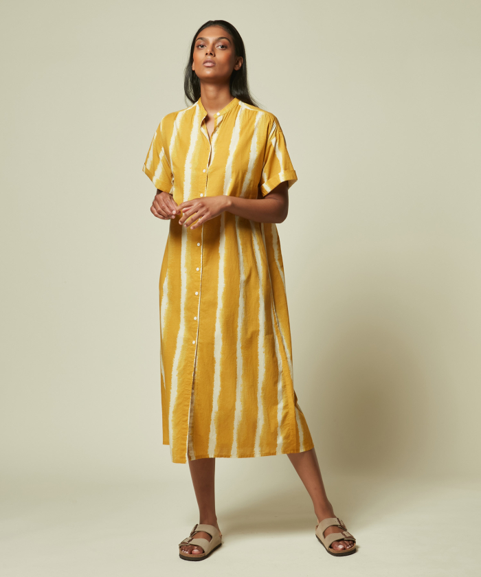 Richa yellow faded stripes shirt dress