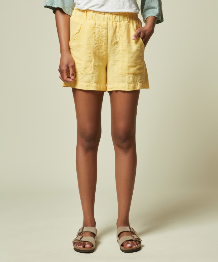 Santi lemon linen shorts