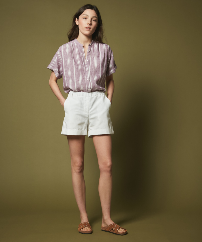 Sonic white linen and cotton shorts