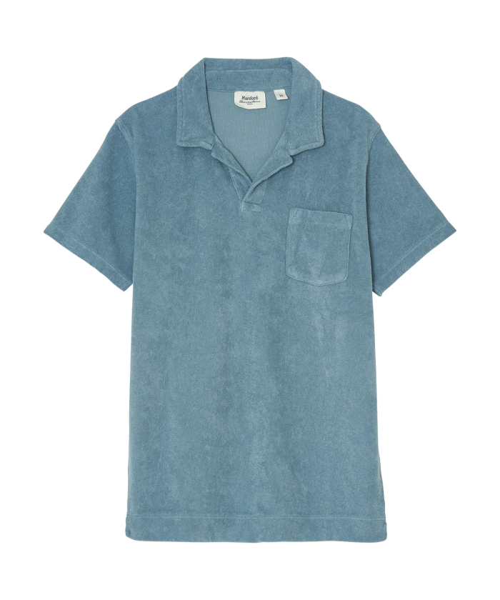 Oyster green kids towelling polo