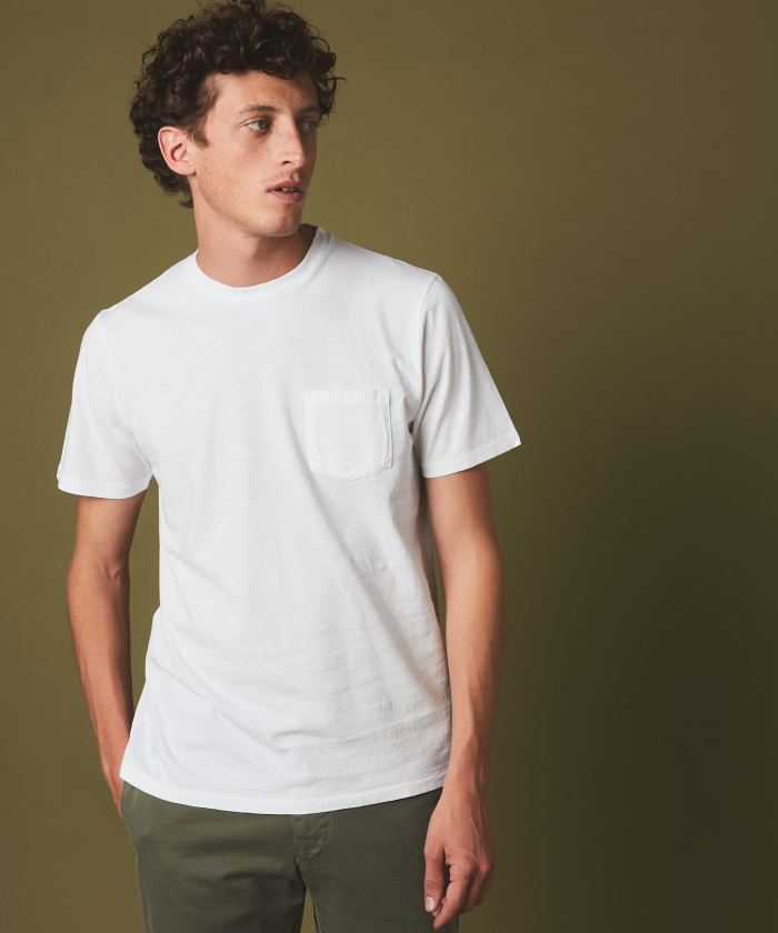 White slub cotton pocket t-shirt