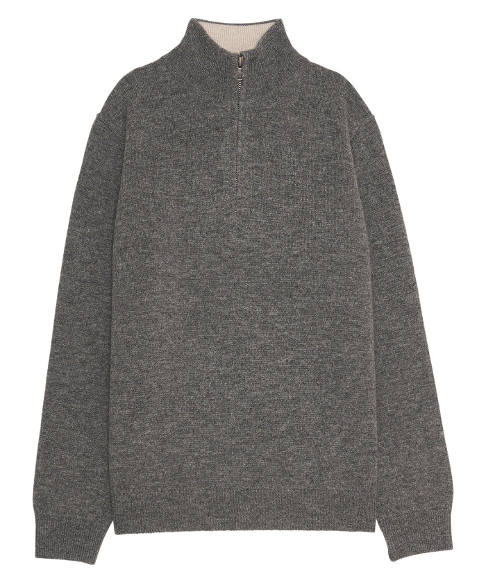 Grey wool and cashmere kid trucker sweater