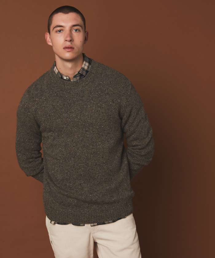 Pull taupe en laine Donegal