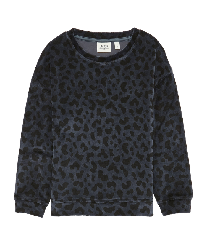 Tarah leopard velvet fleece kids sweater