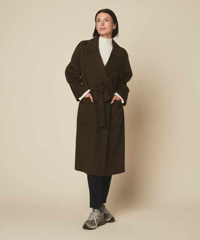Voltaira coat in army double face wool