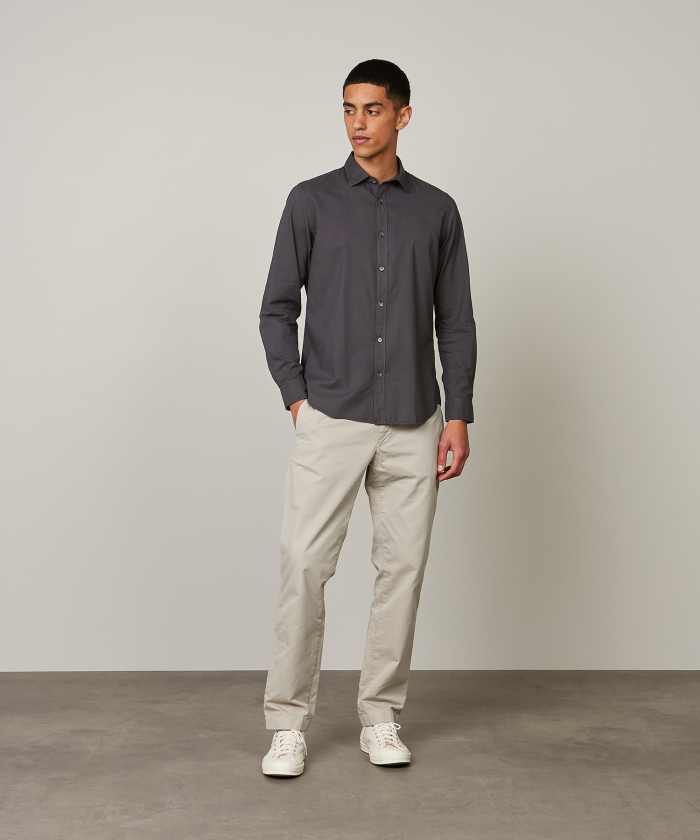 Charcoal cotton voile Sammy slim-fit Shirt