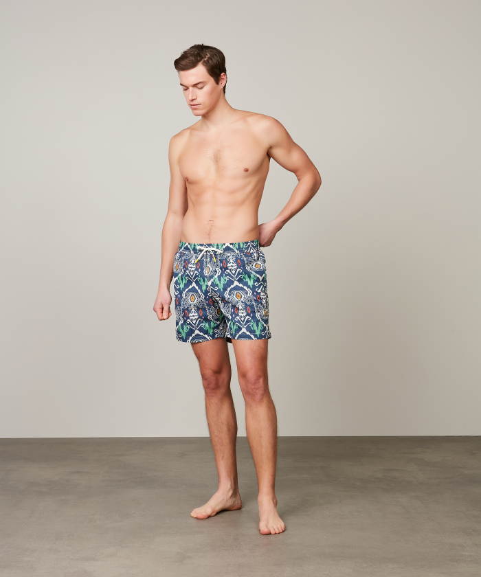 Navy Blue Ethnic print  Swim shorts