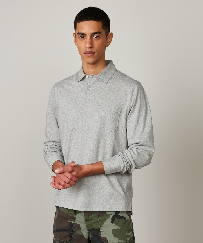 Heather Grey long sleeves jersey polo 