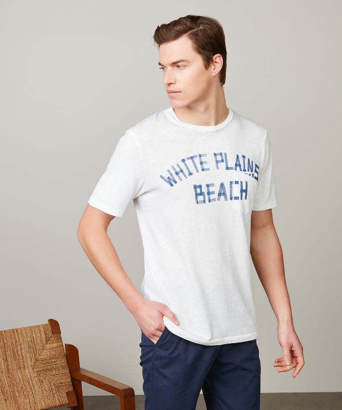 White "White Plains" slub jersey tee-shirt 