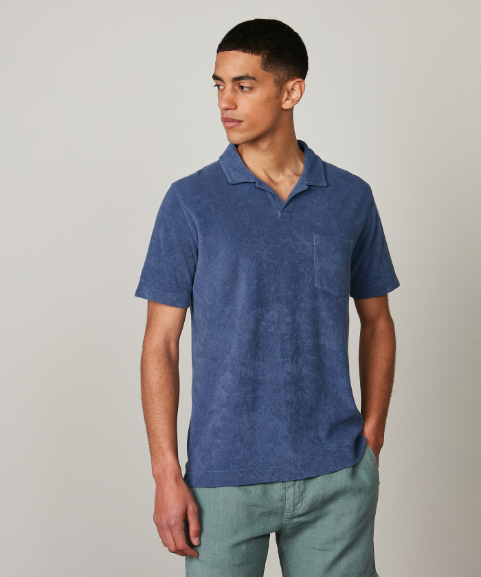 Horizon Blue cotton-terry short sleeves polo