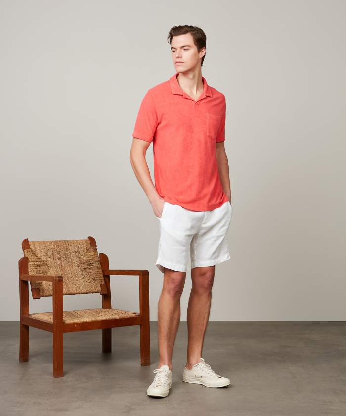 Faded Red cotton-terry short sleeves polo 
