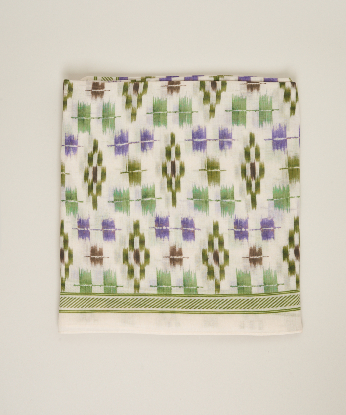 Violet and green 'Ikat' print square Scarf