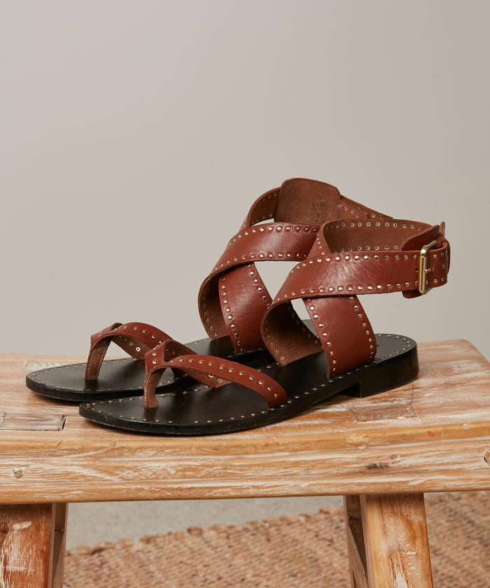 Brown leather Elliot sandals