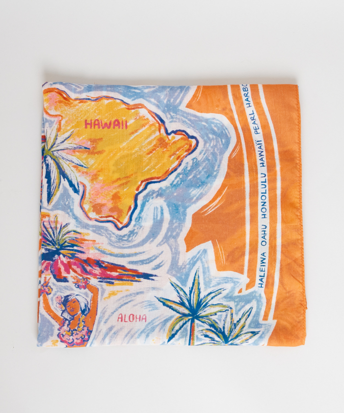 Orange cotton 'Souvenir' print bandana