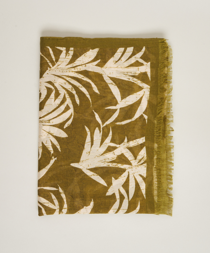 Matcha Green cotton "Palms" scarf