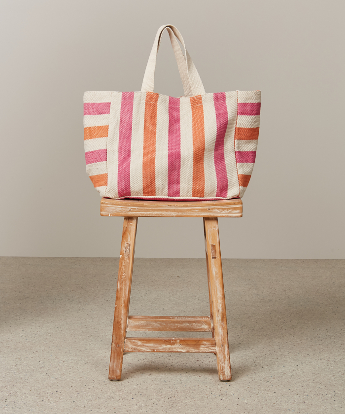 Pink/Orange striped cotton Ellin bag