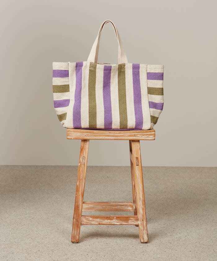 Matcha/Peony striped cotton Ellin bag