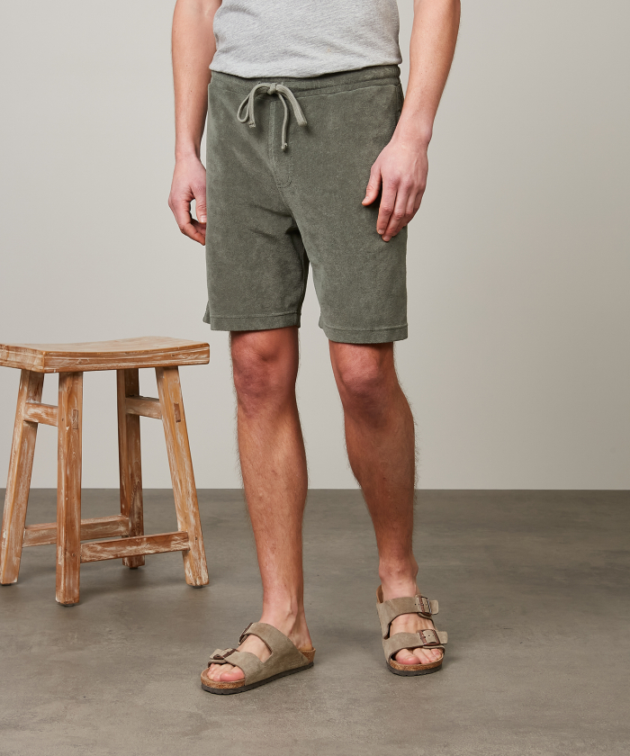 Military Green cotton-terry shorts