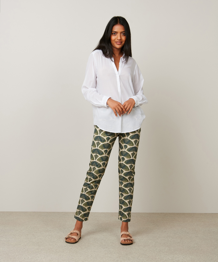 Army green Ethnic print Paolo pants
