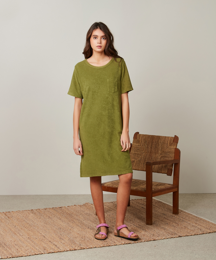 Matcha Green Tessa cotton-terry Dress