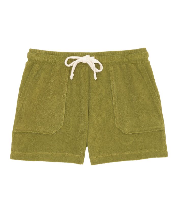 Matcha Green cotton-terry fleece Timoe kids shorts