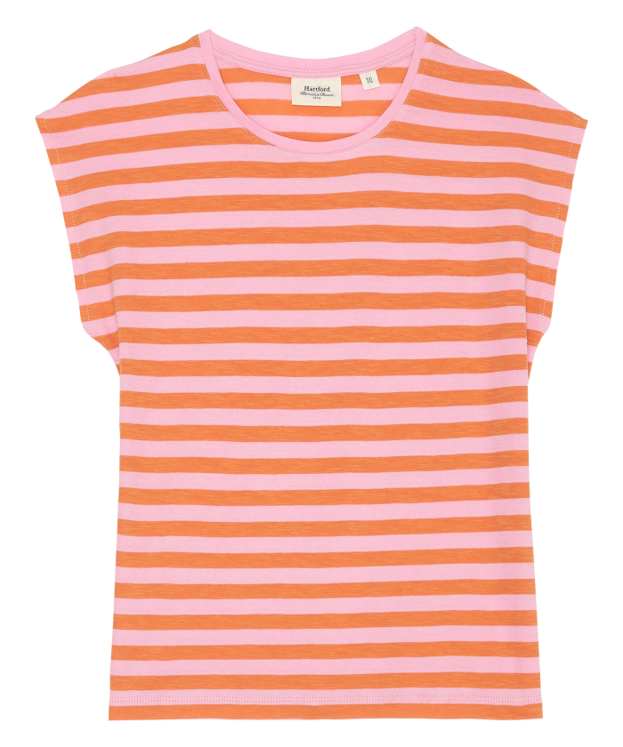 Tee-shirt enfant Telado à rayures Orange & Rose