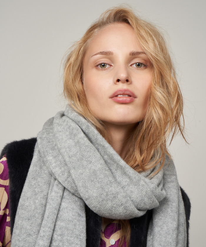 Grey wool and cashmere Megen scarf
