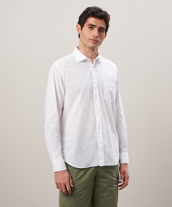 White cotton voile shirt - Paul