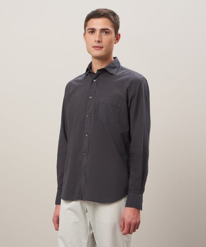 Charcoal cotton voile shirt - Paul
