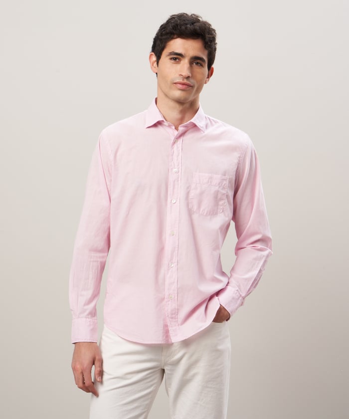 Faded pink cotton voile shirt - Paul