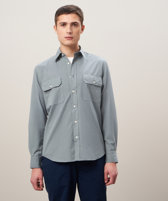 Olive green cotton twill shirt - Play