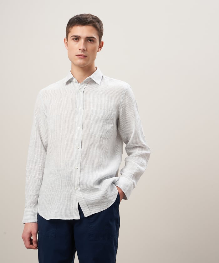 Grey & White oxford linen shirt - Storm