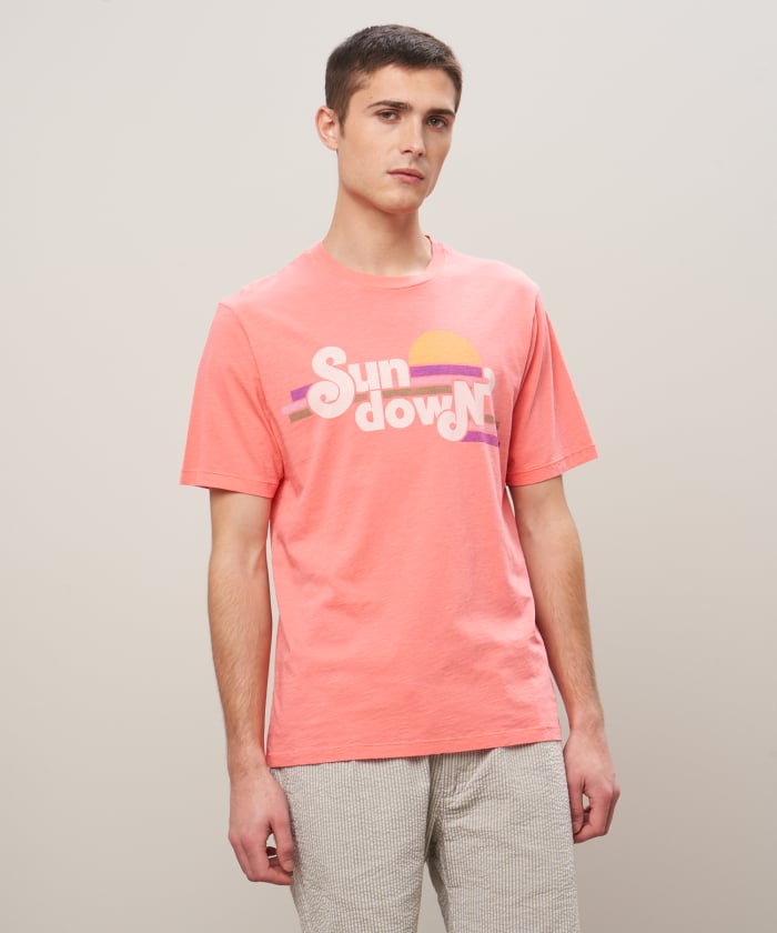 Coral printed jersey Sundown tee shirt