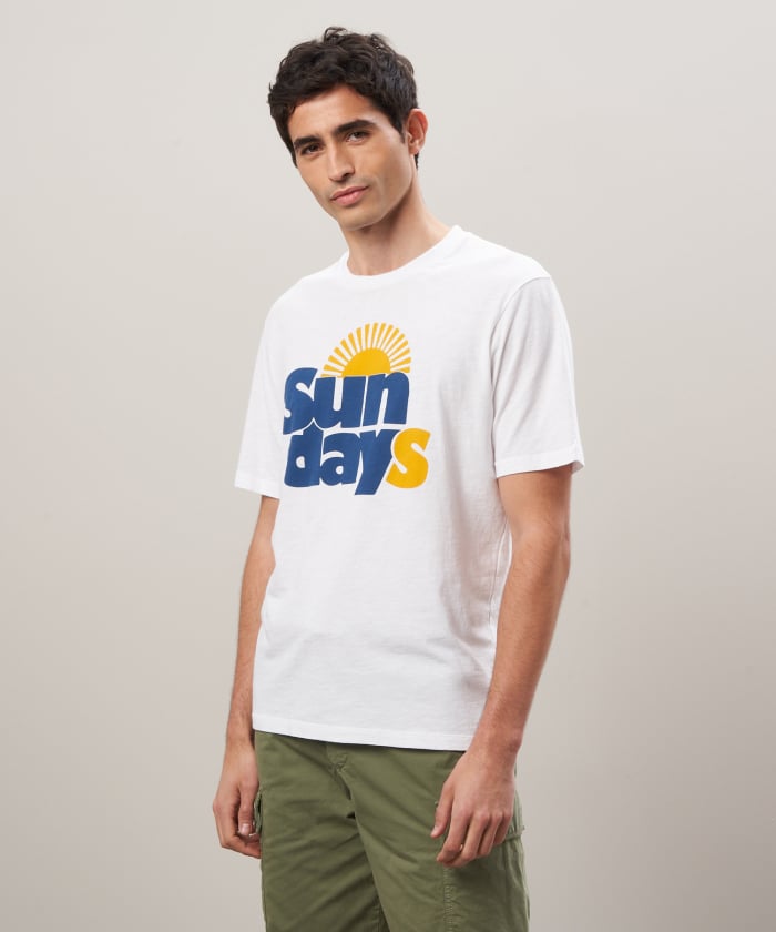White printed jersey Sundays tee shirt
