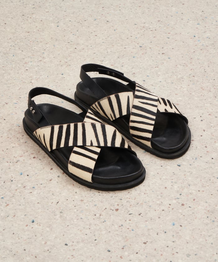 Zebra leather sandals - Elena