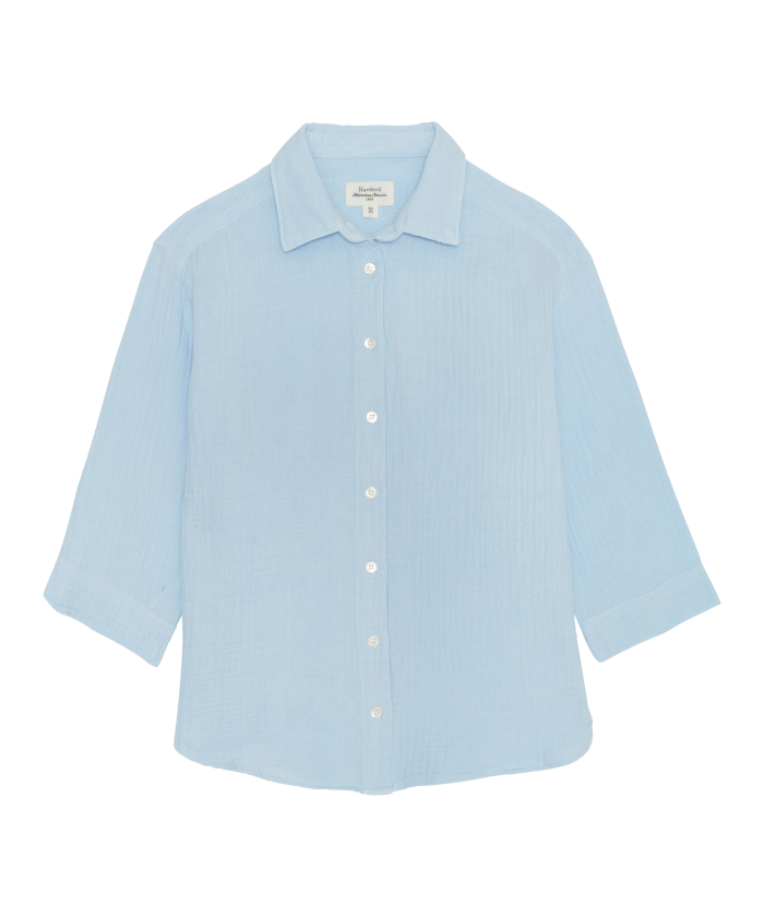 Sky blue double cotton gauze girl shirt - Cosy