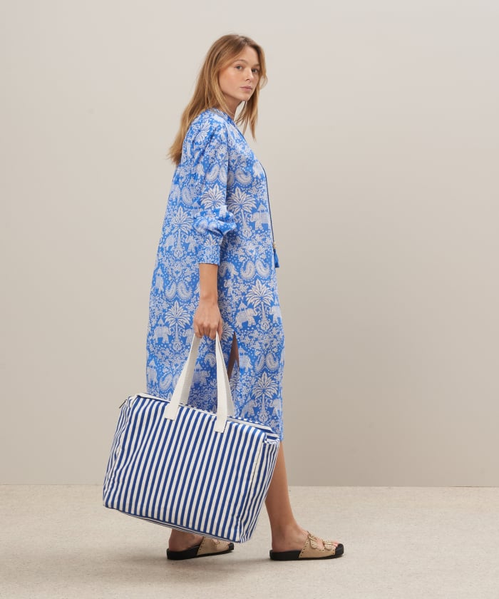 Blue striped cotton bag - Enrica
