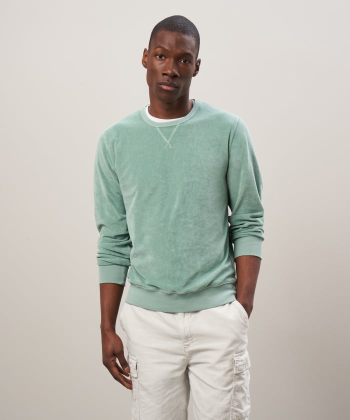 Sage terry cotton Bouclette sweatshirt