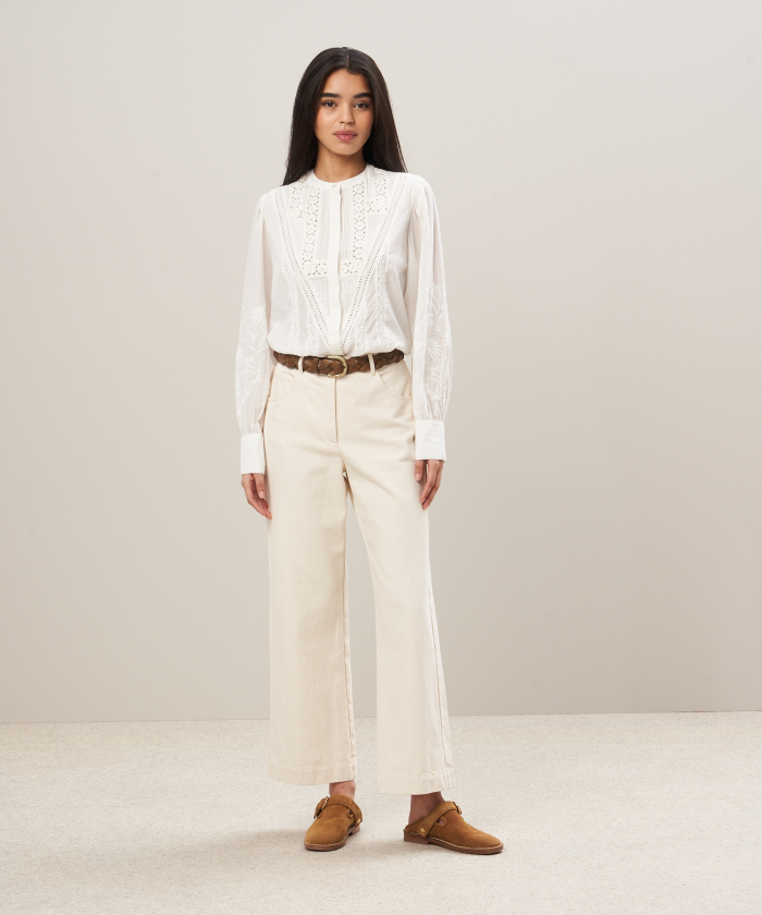 Off-white cotton twill pants - Pad