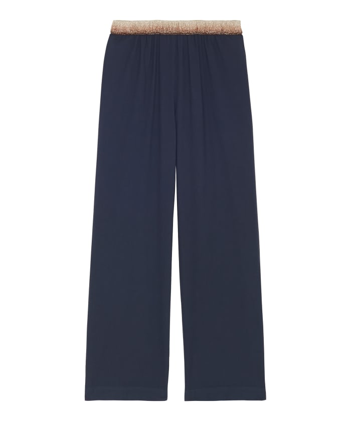 Navy blue cotton voile girl pants - Prunellor