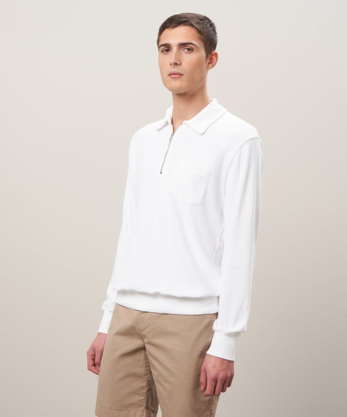 Sweatshirt Zipper en éponge blanc