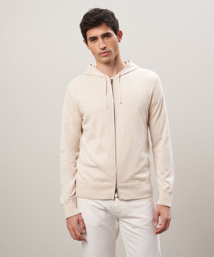 Natural pima cotton and cashmere sweatshirt