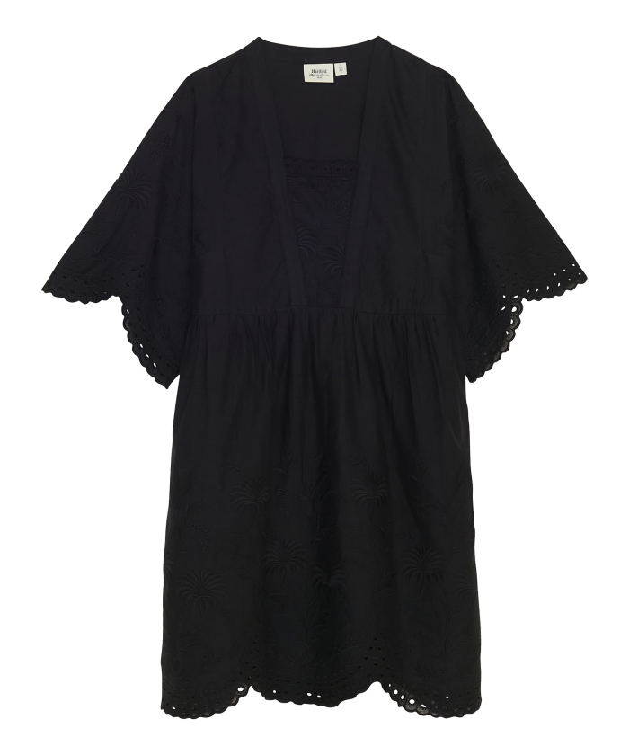 Black embroidered cotton voile girl dress - Reggio