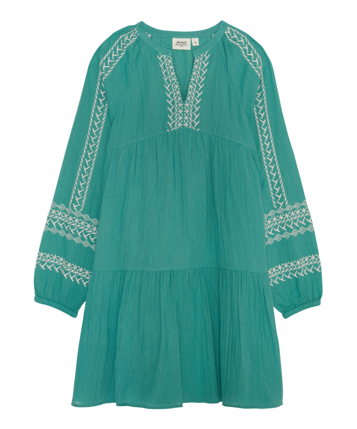 Off-white embroidered lagoon cotton voile girl dress - Riga