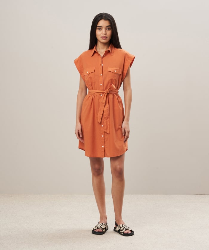 Orange cotton voile dress - Robina